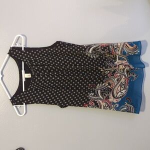 WHBM White House Black Market Flowy Summer Paisley Tank Top in Black and Blue S